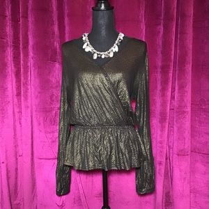 Black and Gold Peplum Top - HOLIDAYS!